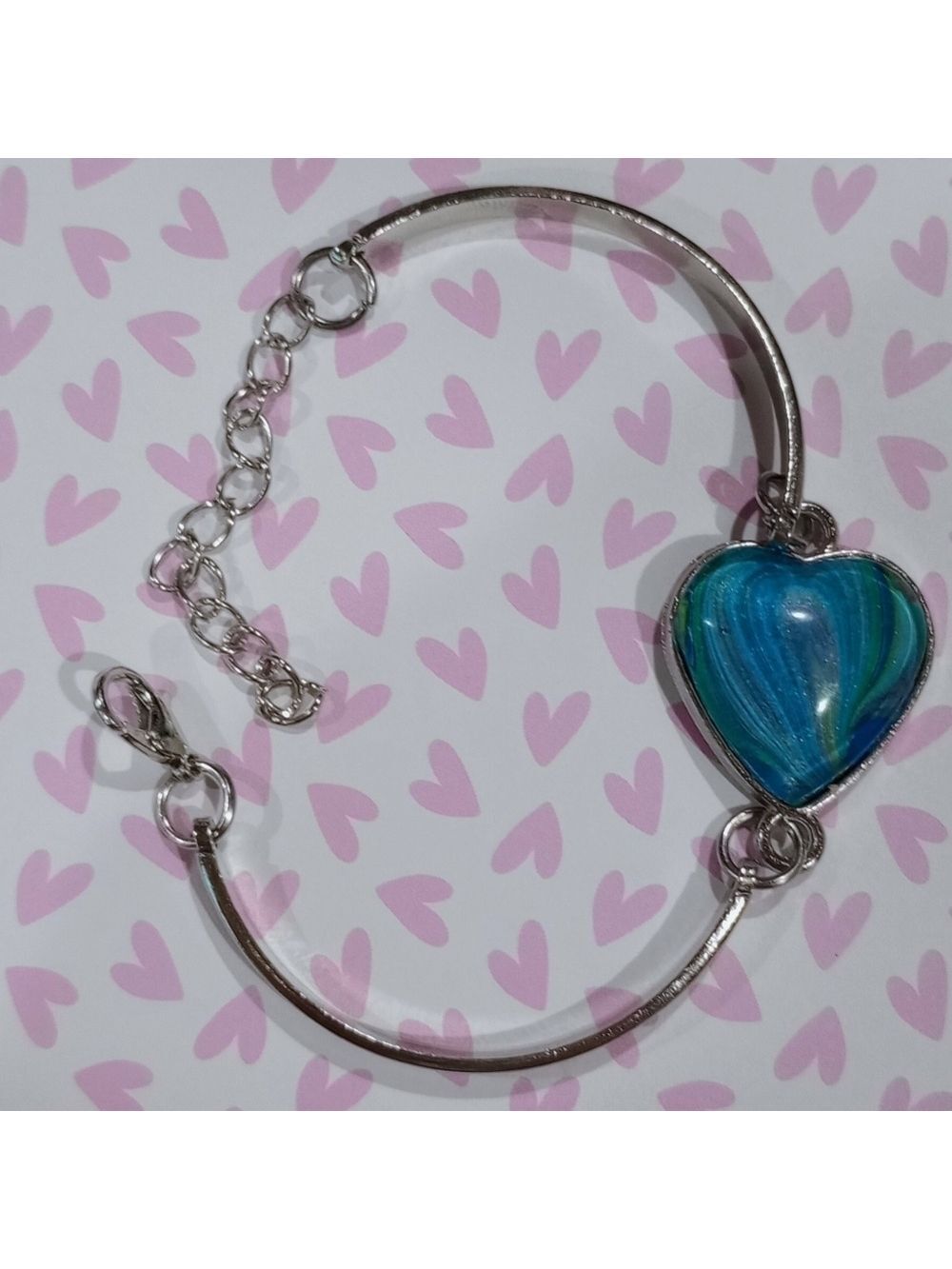 Blue adjustable heart bracelet
